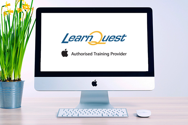 apple courses training provider logos on a mac monitor
