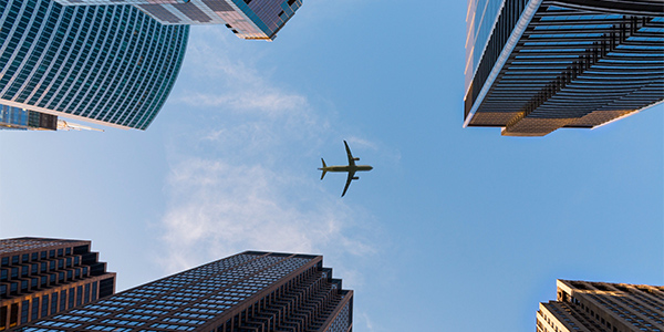 private it training as shown by a jet over a foreign city
