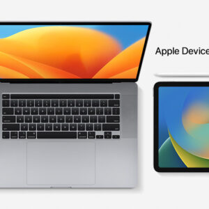 Apple devices arranged on a table to represent the Apple Device Support course